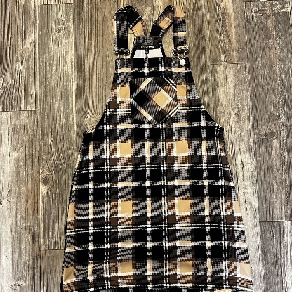 Plaid Overall Dress